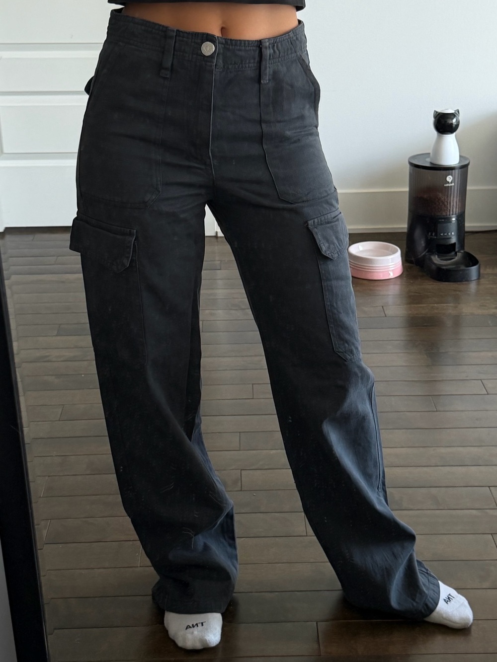 Zara Black Boyfriend Cargo Jeans